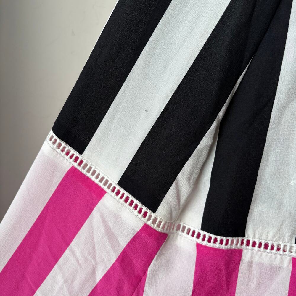 We Are Leone Dress Silk Contrast Maxi Cardigan Striped Belted‎ Long Sleeve S/M - Picture 5 of 14
